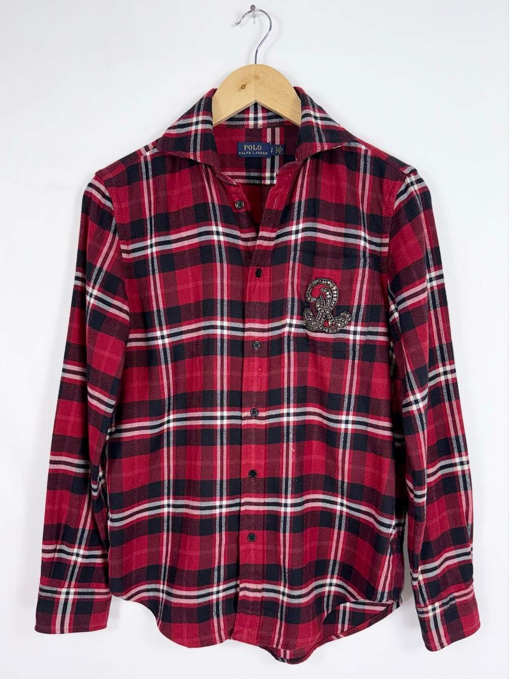Polo Ralph Lauren Plaid Cotton Long Sleeve Button Down Shirt Women’s Small Red
